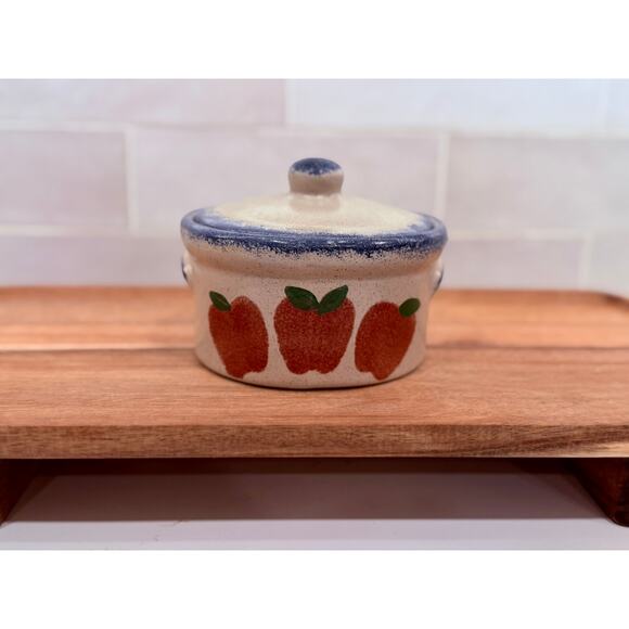 Apple Pottery Crock Small with Lid Country Apples - Picture 2 of 8